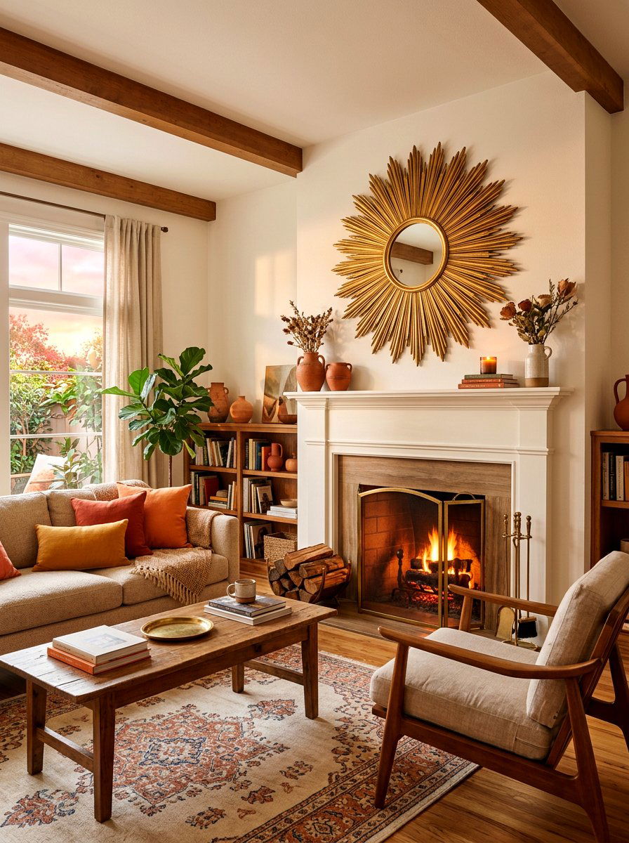 Sunburst wall mirror - 30 sunset palette decor ideas