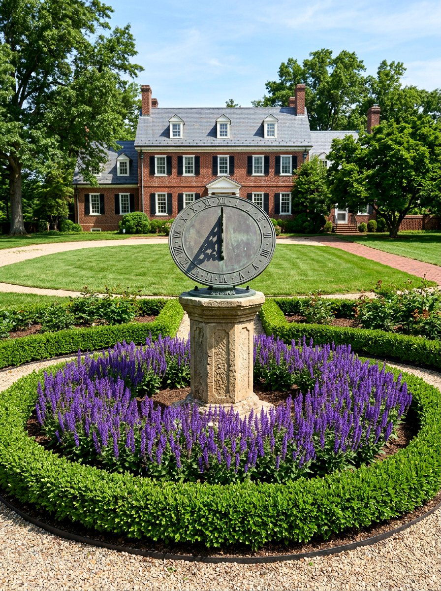 Sundial focal point - 30 colonial front yard ideas
