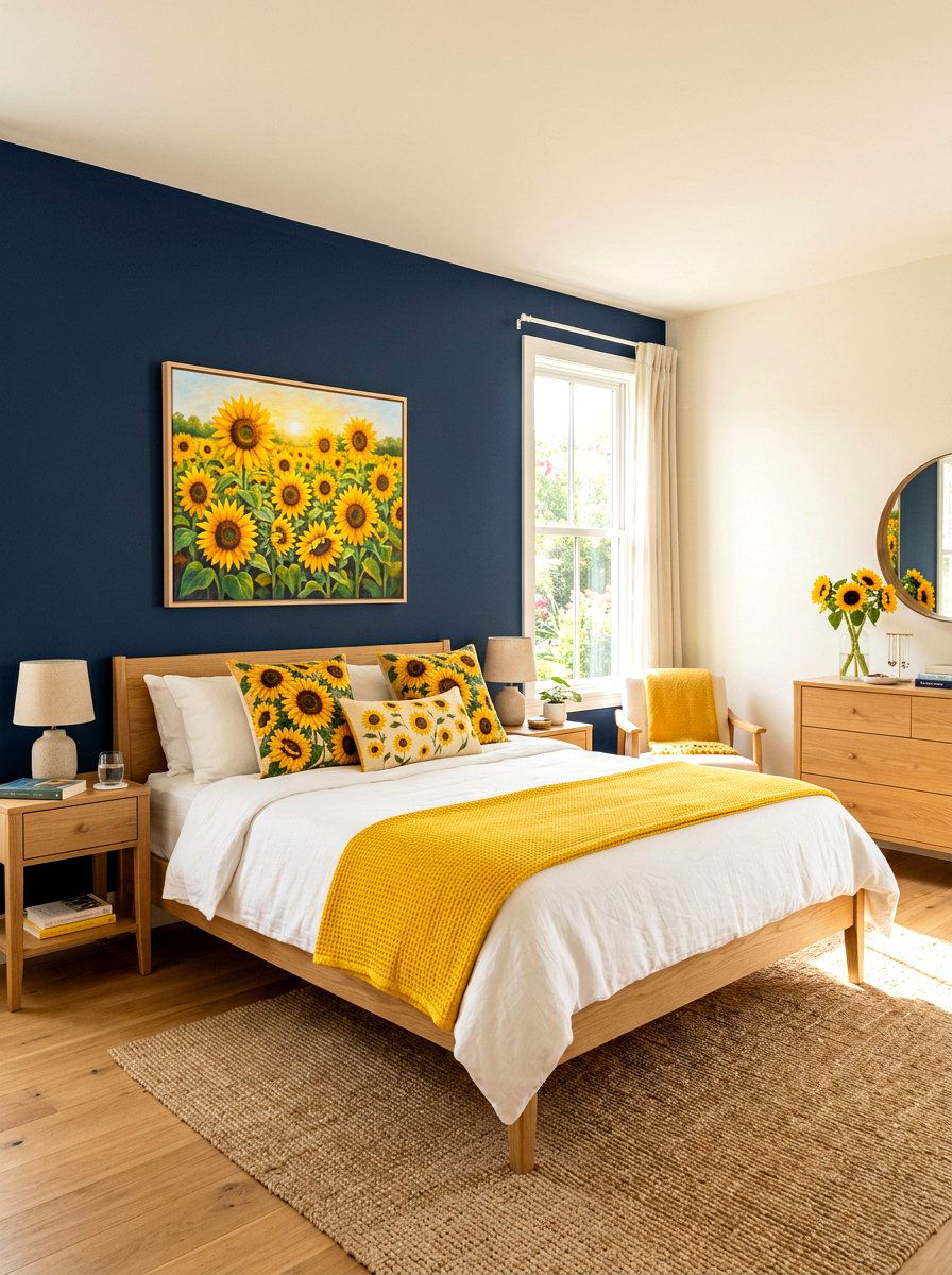 Sunflower Bedroom Accent - 30 romantic floral bedroom ideas