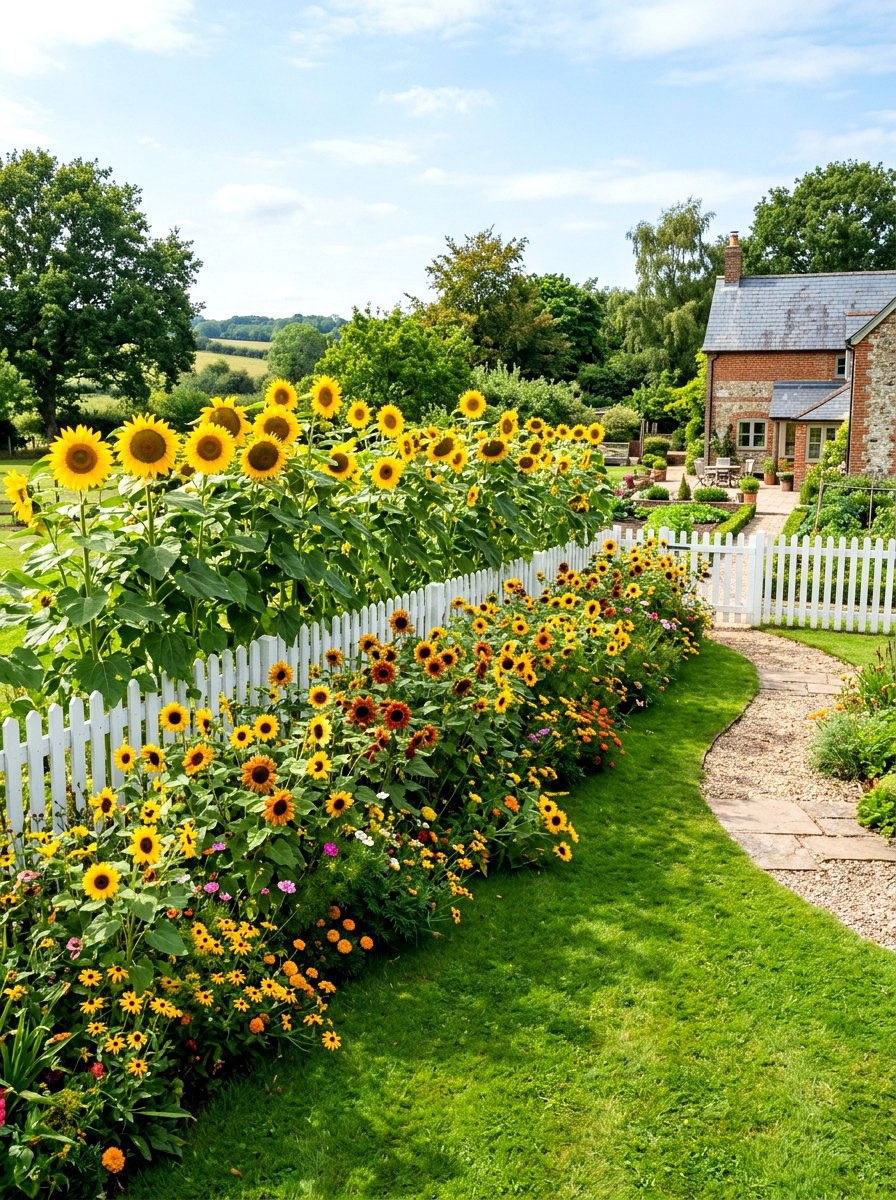 Sunflower Garden Backdrop - 30 pollinator garden ideas