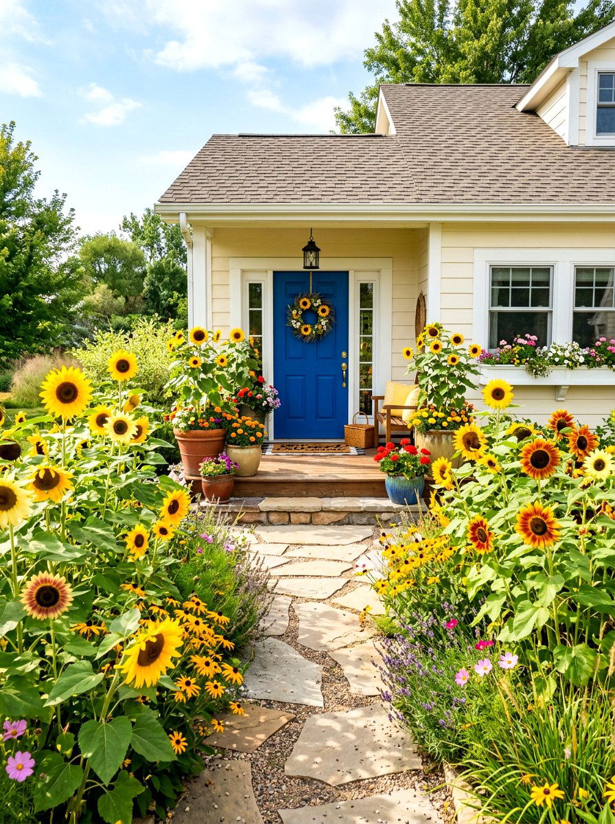 Sunflower Garden Entryway - 30 sunflower garden ideas