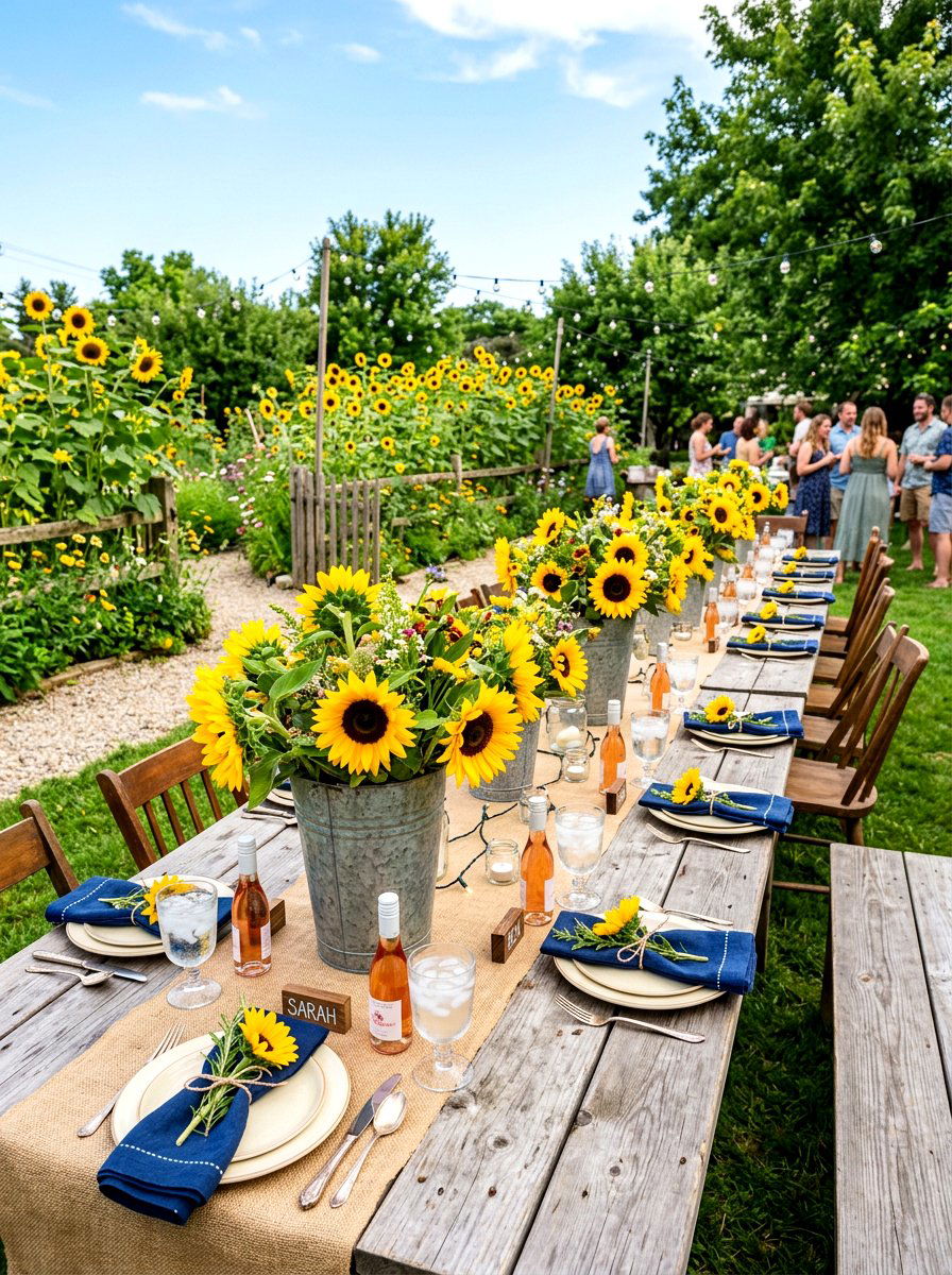 Sunflower Garden Party Setup - 30 garden party tablescape ideas
