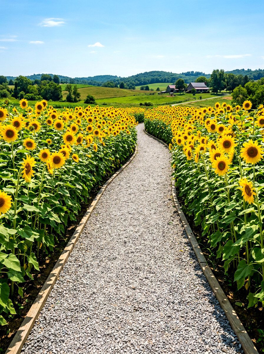 Sunflower Garden Path - 30 sunflower patch ideas