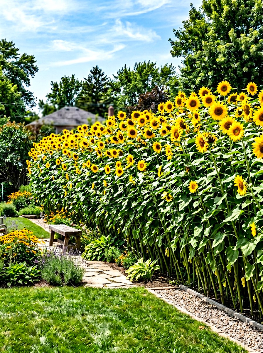 Sunflower Garden Privacy Screen - 30 sunflower garden ideas