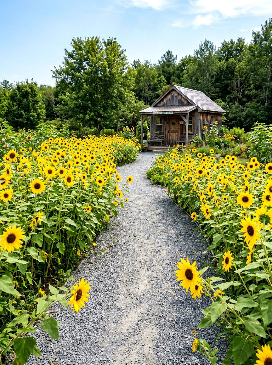 Sunflower Garden Walkway - 30 sunflower garden ideas