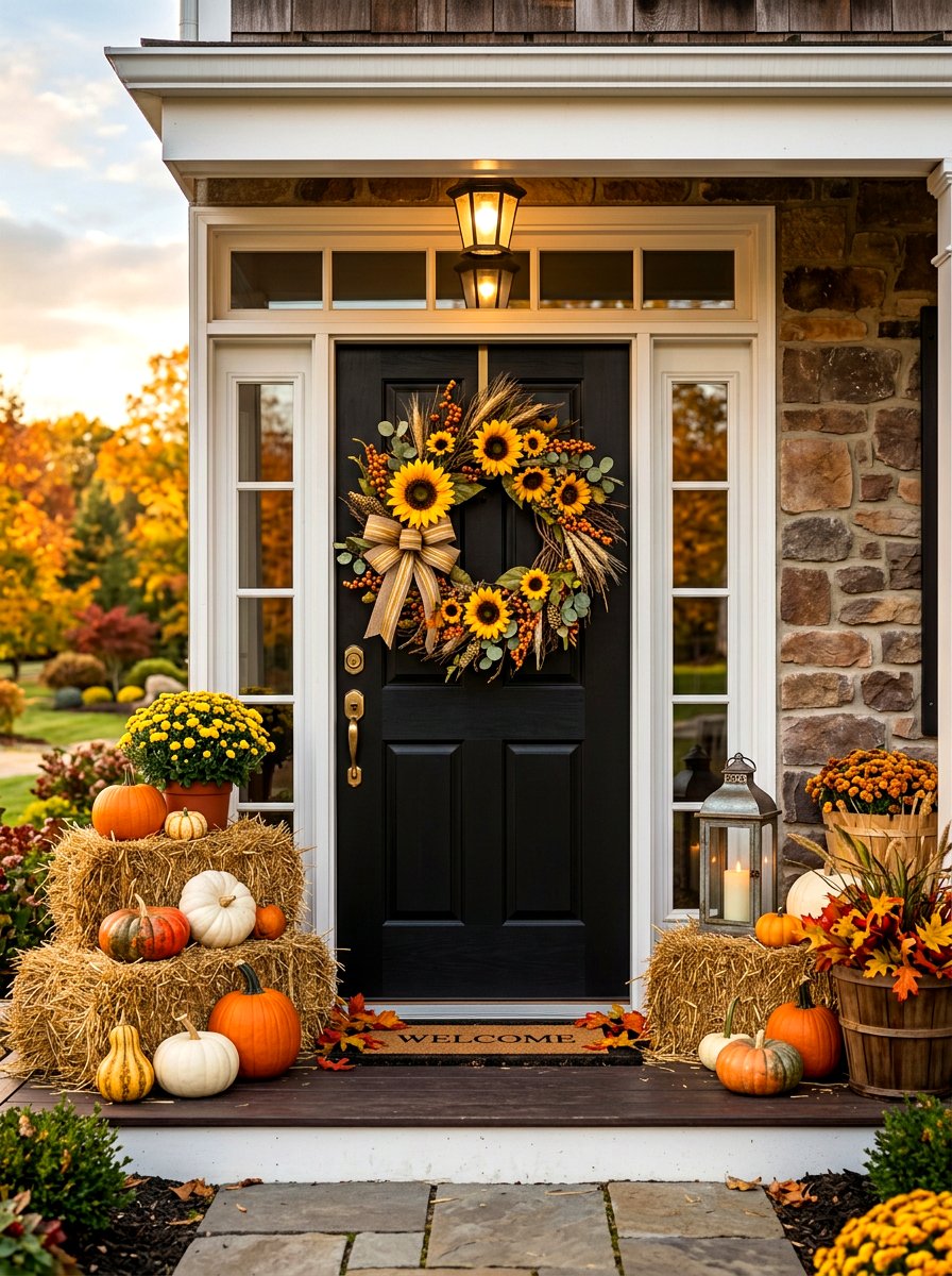 Sunflower Golden Wreath - 30 exterior wreath styling ideas