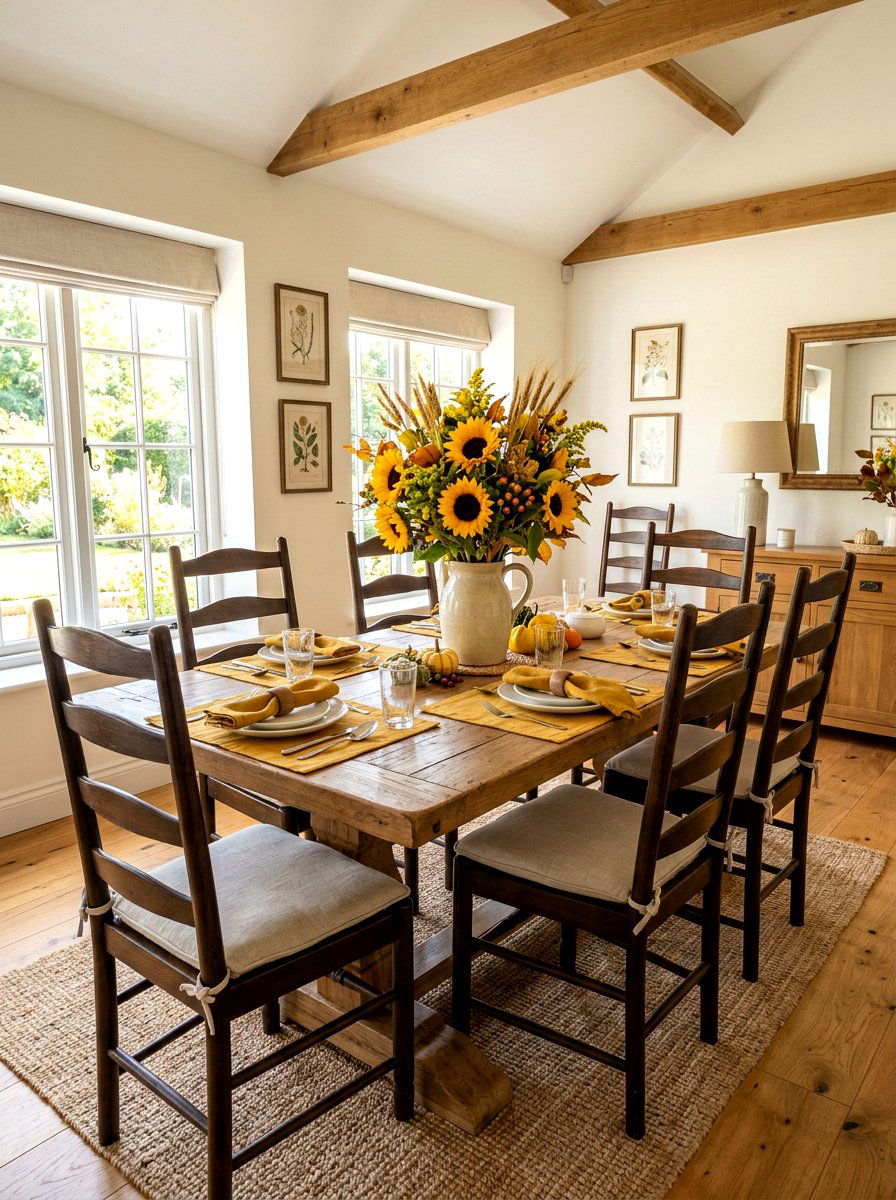 Sunflower Harvest Display - 30 fall harvest table ideas