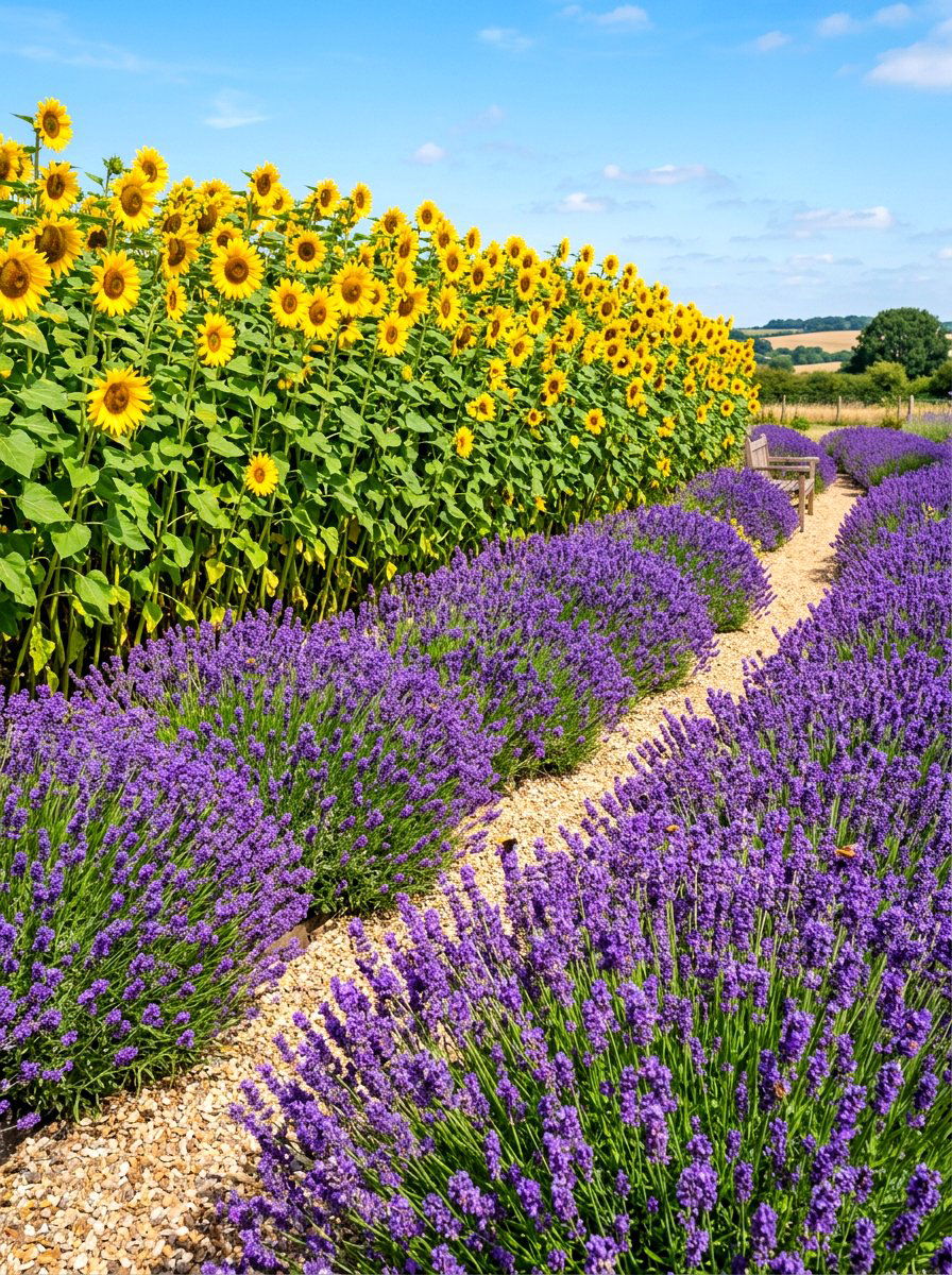 Sunflower Lavender Garden - 30 sunflower patch ideas