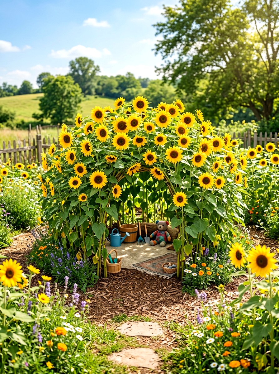 Sunflower Play House - 30 sunflower patch ideas