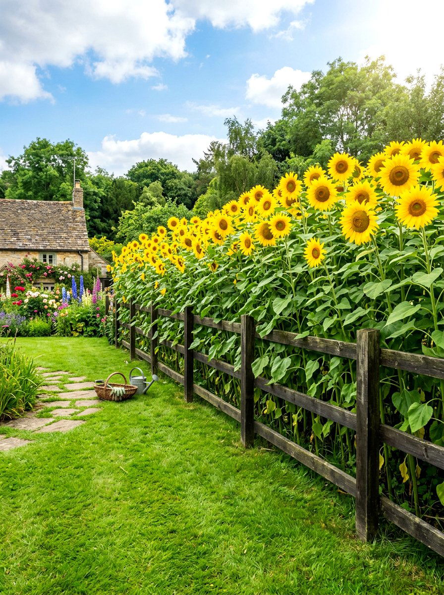 Sunflower Privacy Screen - 30 flower field backyard ideas