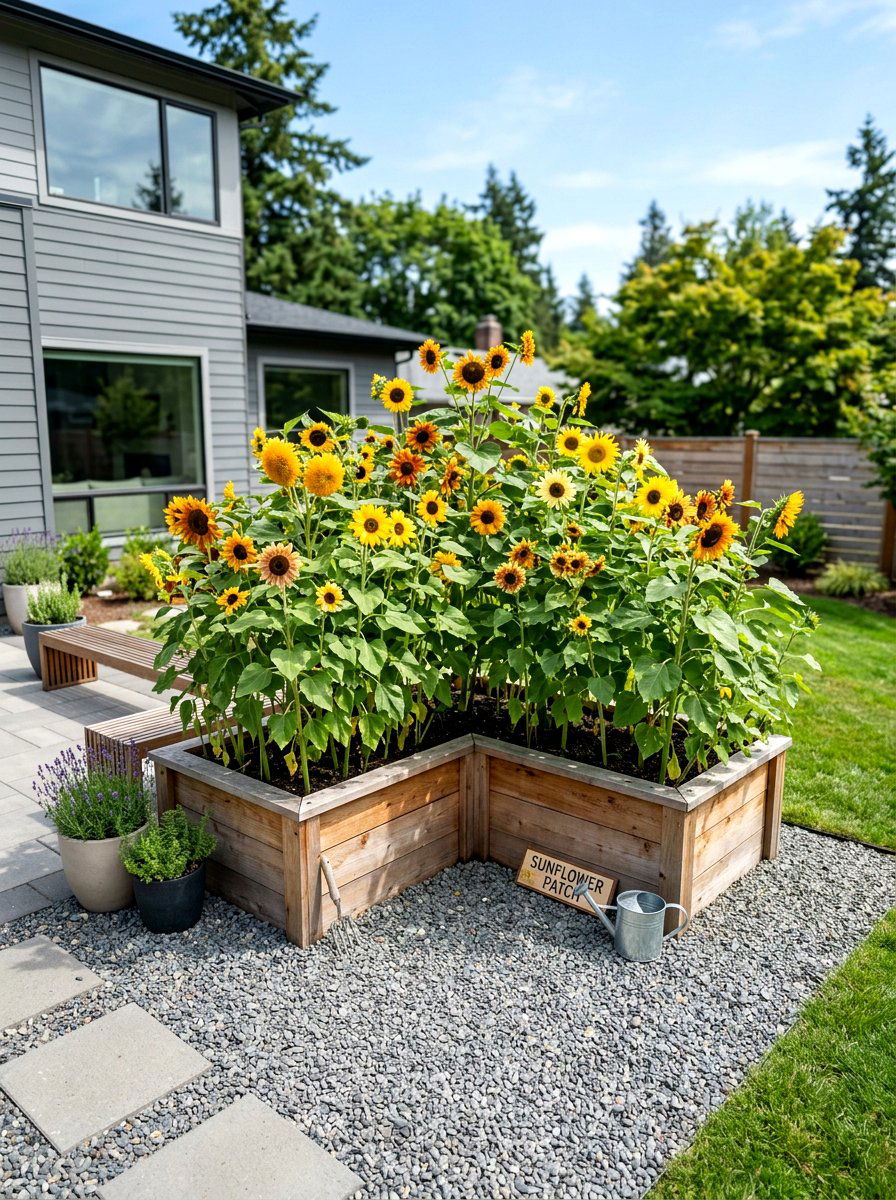 Sunflower Raised Bed - 30 sunflower garden ideas