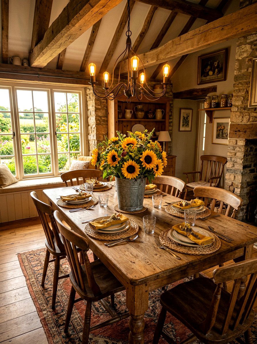Sunflower Table Setup - 30 floral centerpiece ideas