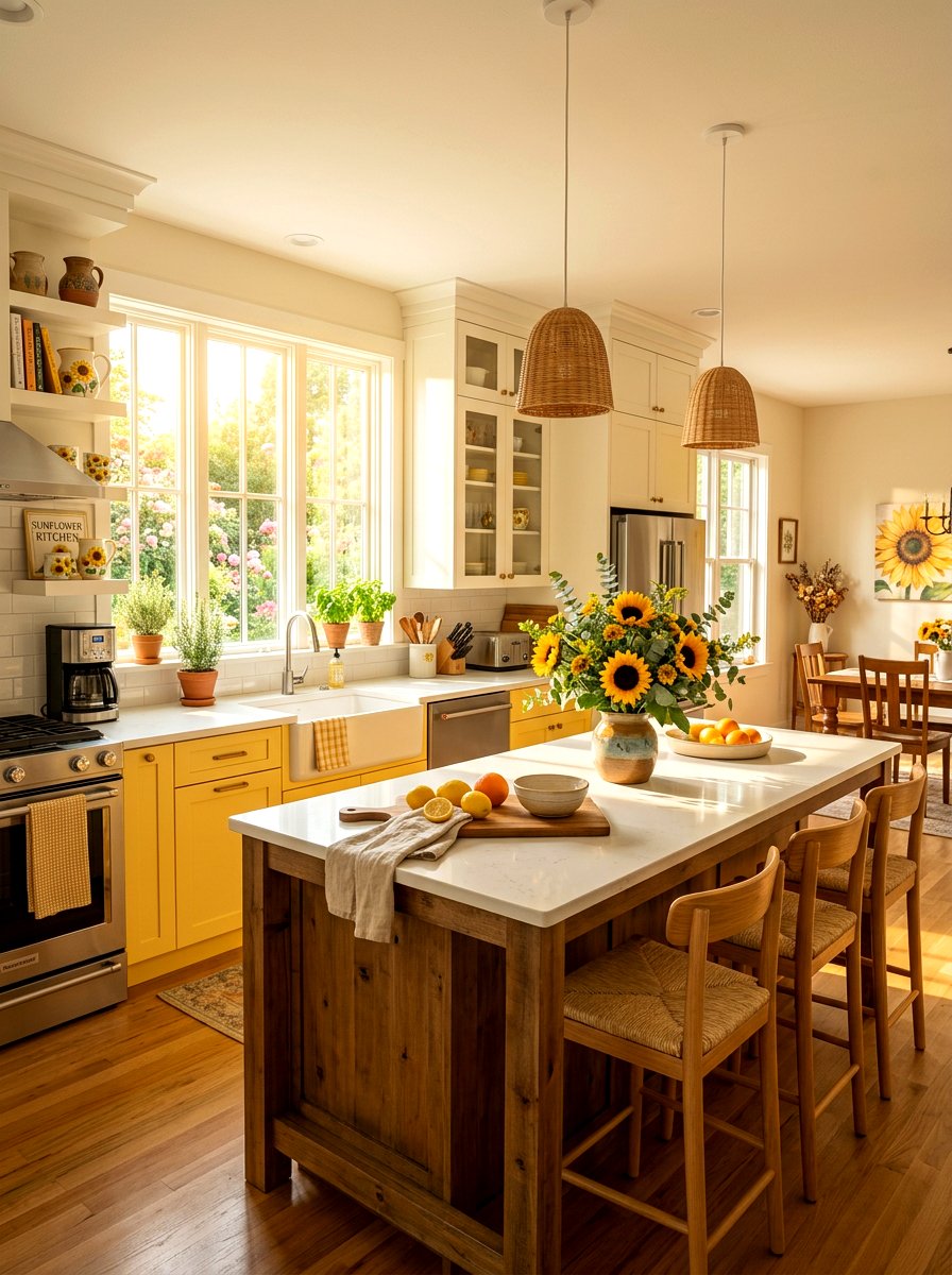 Sunflower Theme Kitchen - 30 flower room ideas