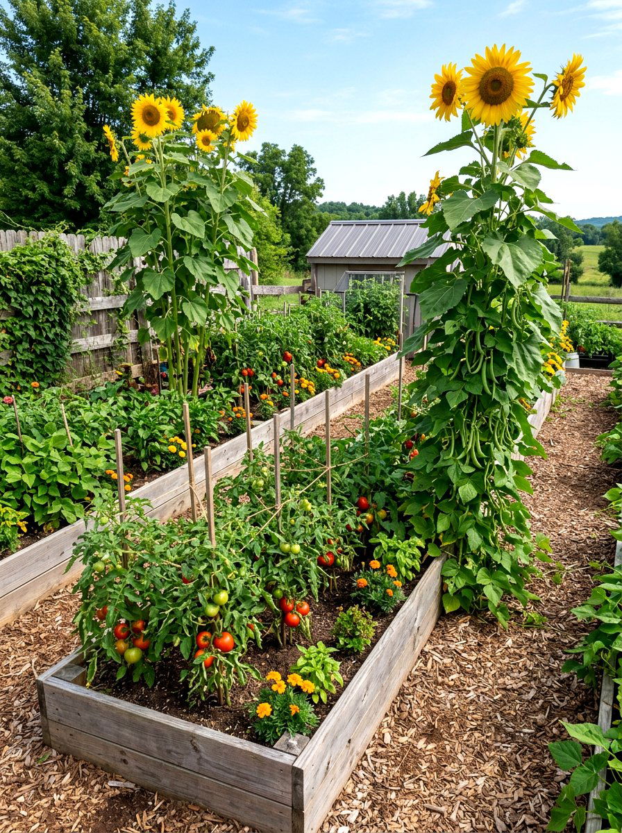 Sunflower Vegetable Garden Companion - 30 sunflower garden ideas