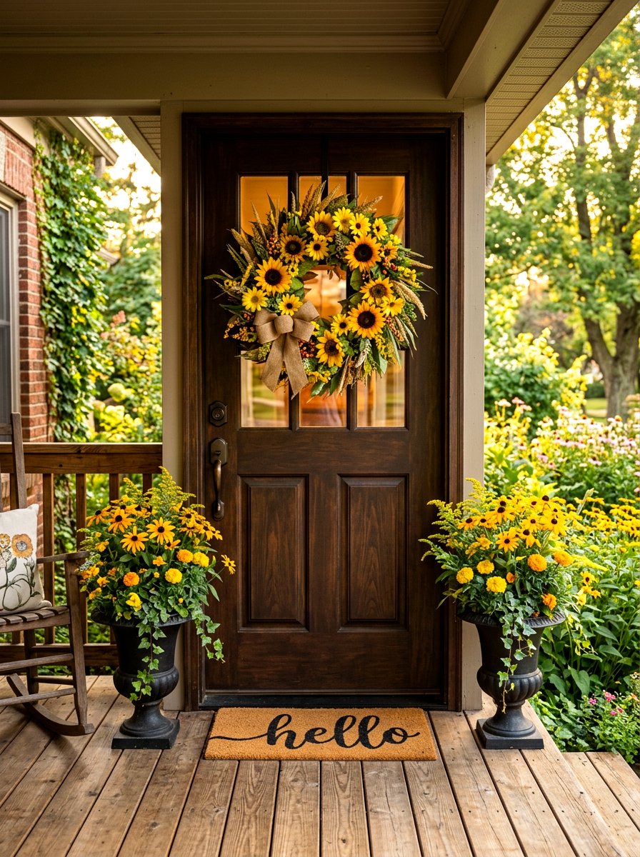 Sunflower Wreath - 30 door wreath ideas