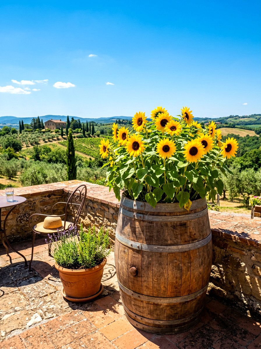 Sunflower deep planter - 30 balcony cut flower garden ideas