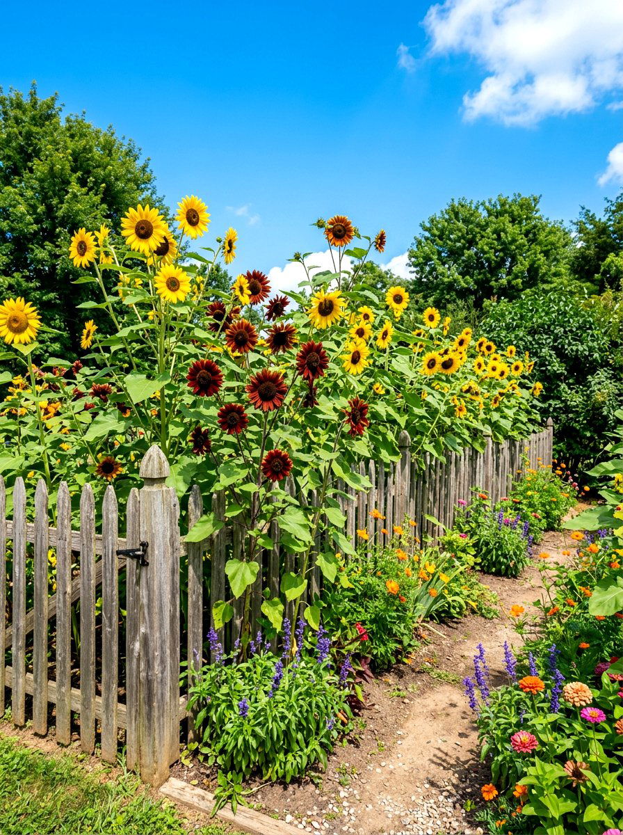 Sunflower garden corner - 30 cottage cutting garden ideas