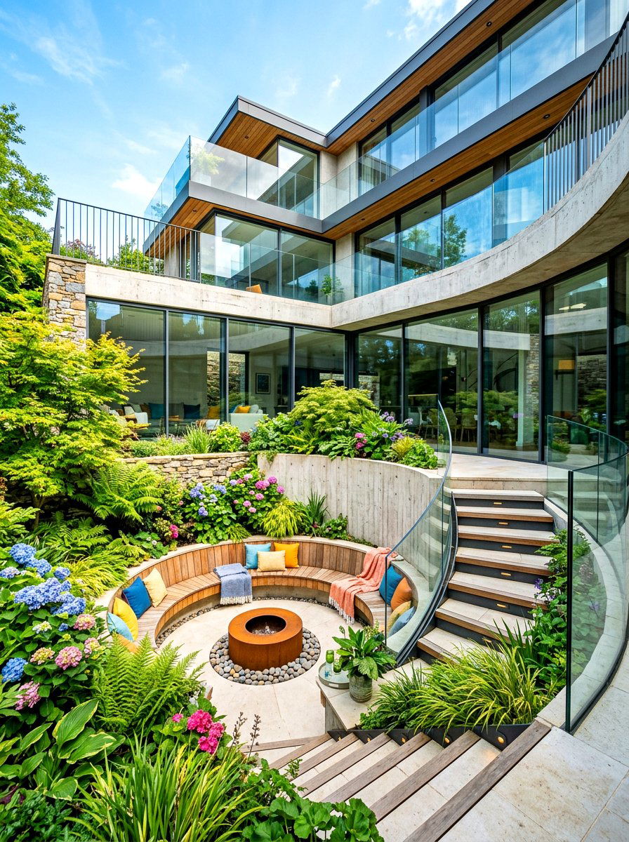 Sunken Atrium Garden - 30 atrium house ideas