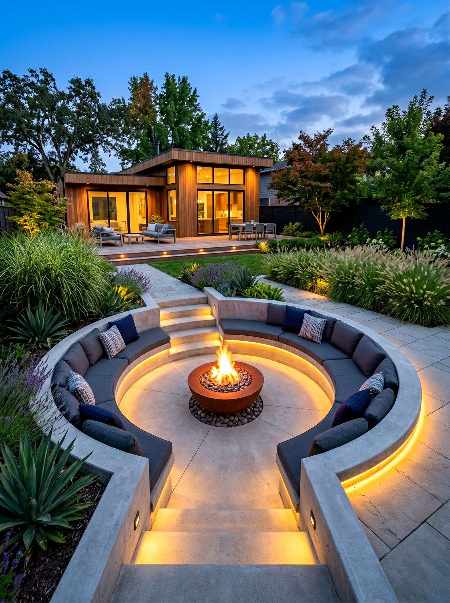 Sunken Backyard Firepit - 30 backyard decorating ideas