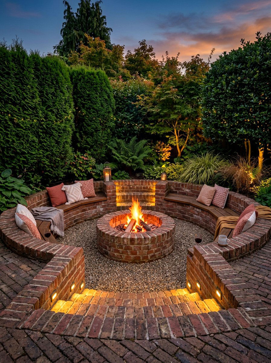 Sunken Brick Fire Pit - 30 brick fire pit ideas