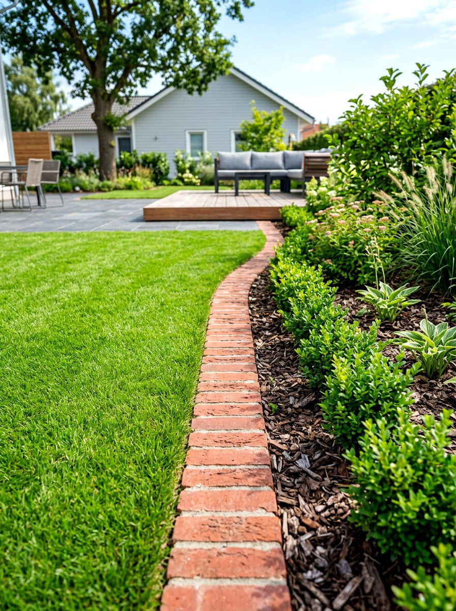 Sunken Brick Garden Border - 30 brick border front yard ideas