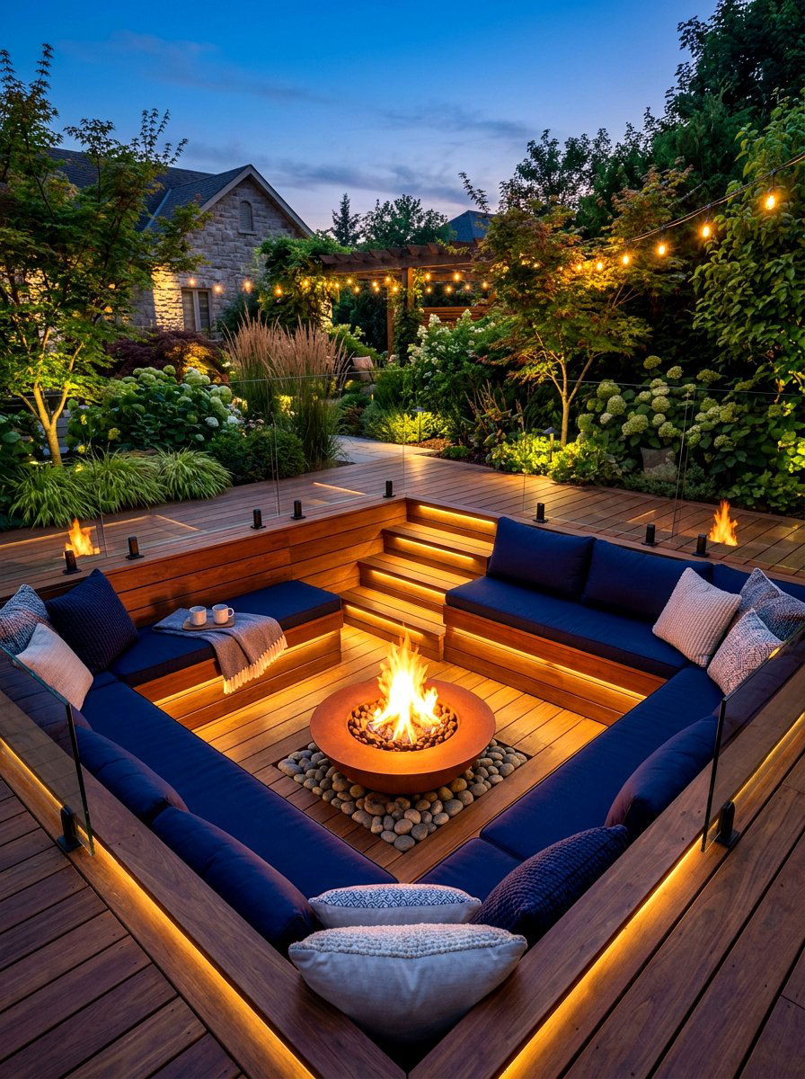 Sunken Deck Corner Seating Area - 30 deck corner seating ideas