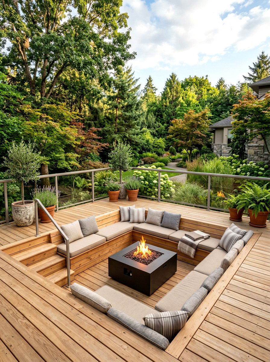 Sunken Deck Seating Area - 30 deck built in seating ideas