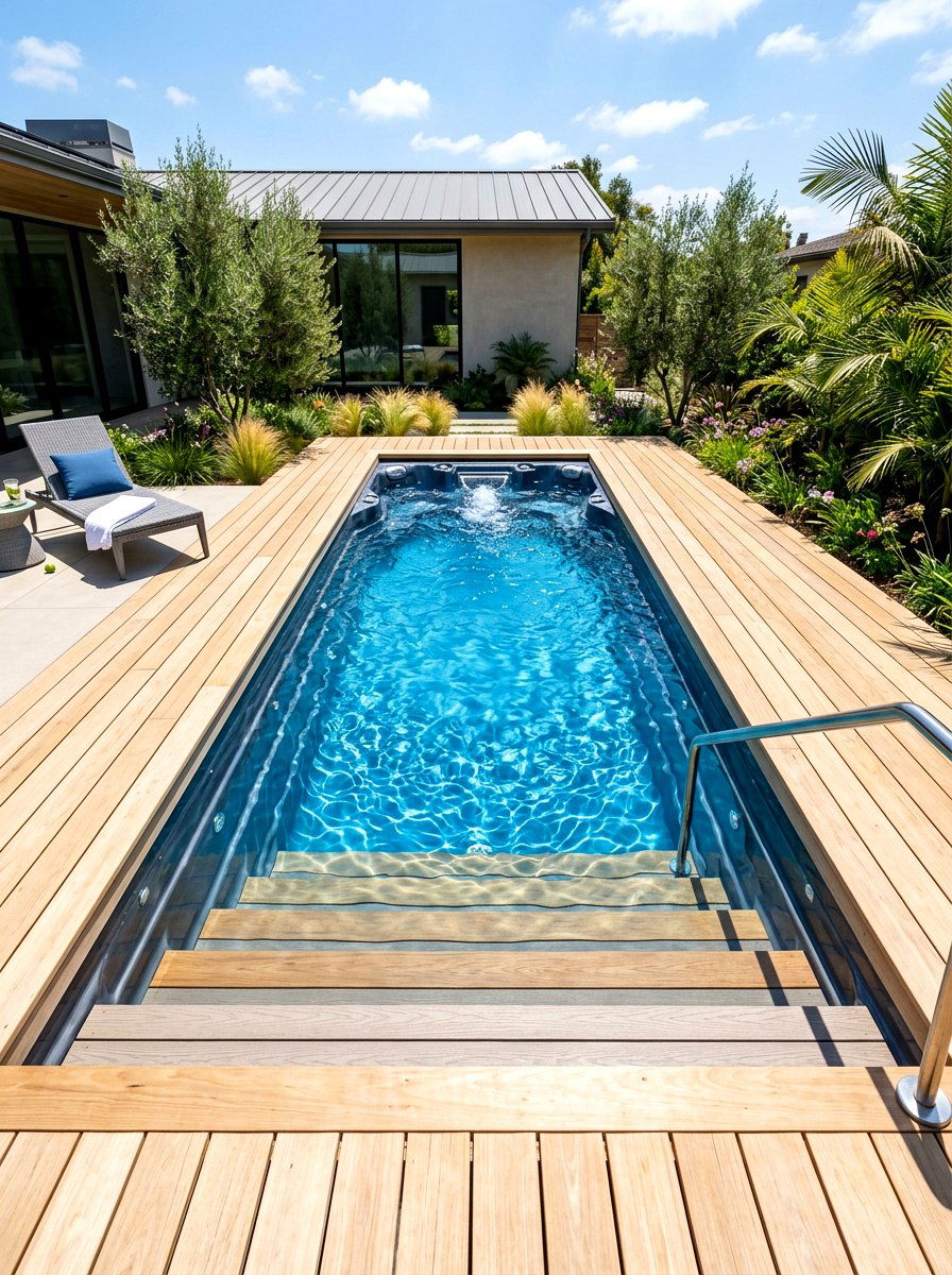 Sunken Deck Swim Spa - 30 spa patio retreat ideas