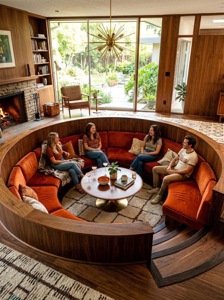 Sunken Den Conversation Pit - 30 den decorating ideas