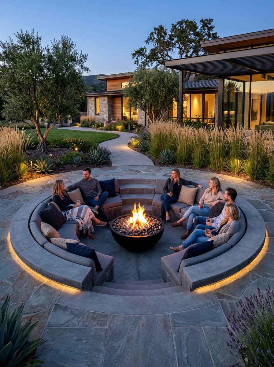Sunken Fire Pit - 30 resort patio ideas