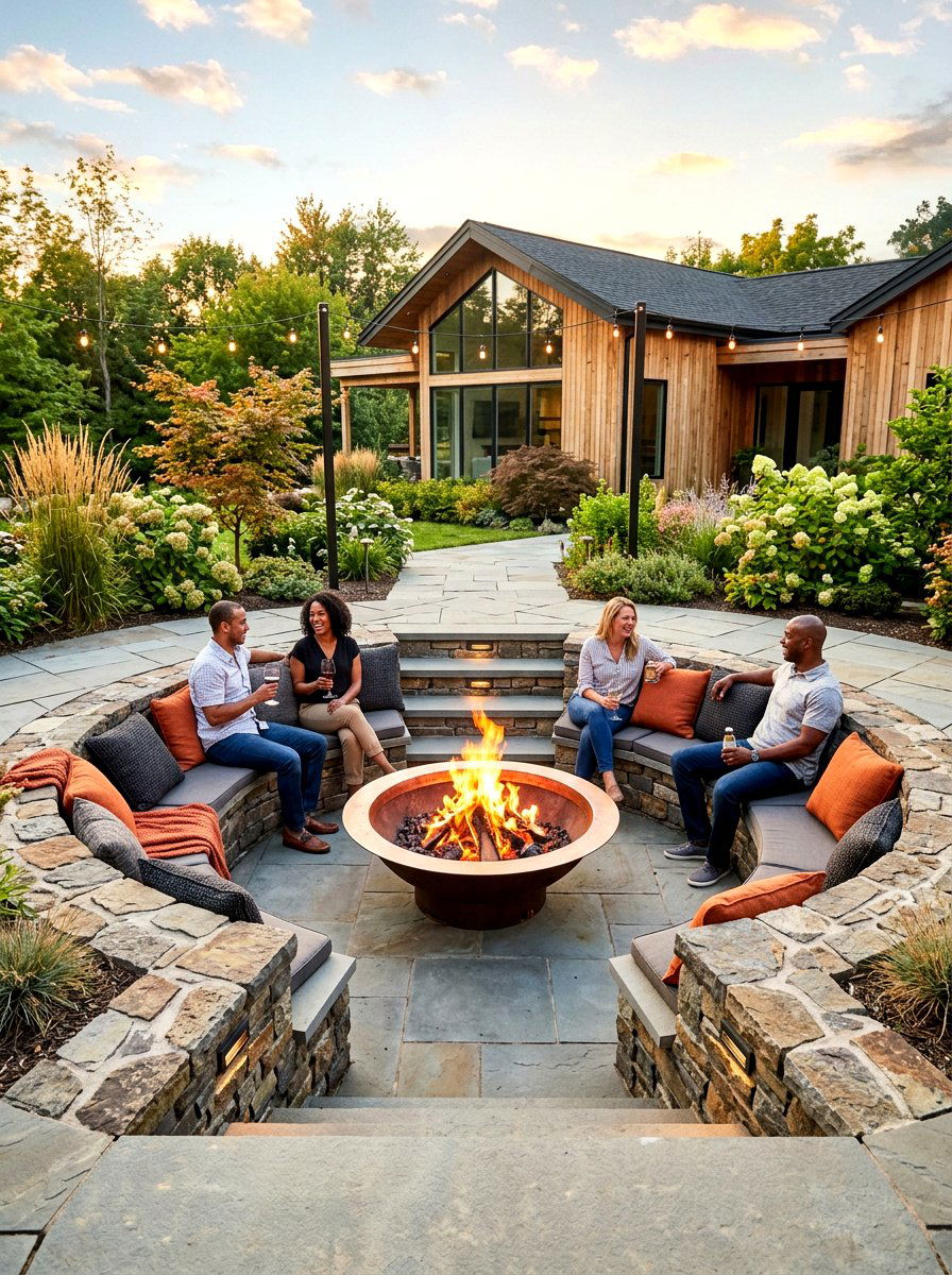 Sunken Fire Pit Area - 30 Mediterranean patio ideas