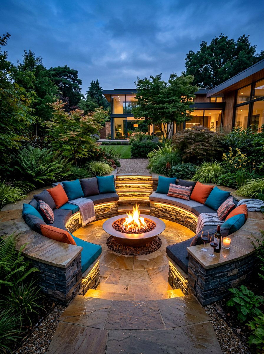 Sunken Fire Pit Area - 30 wine country patio ideas