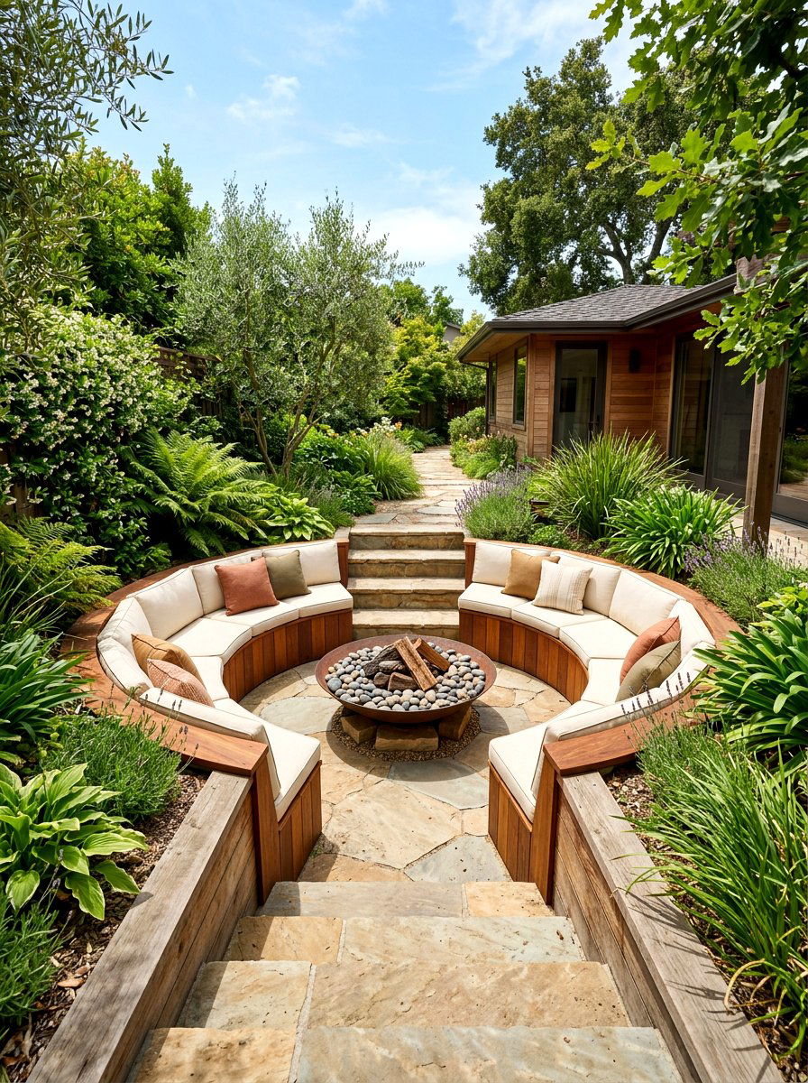 Sunken Fire Pit Lounge - 30 fire pit patio ideas