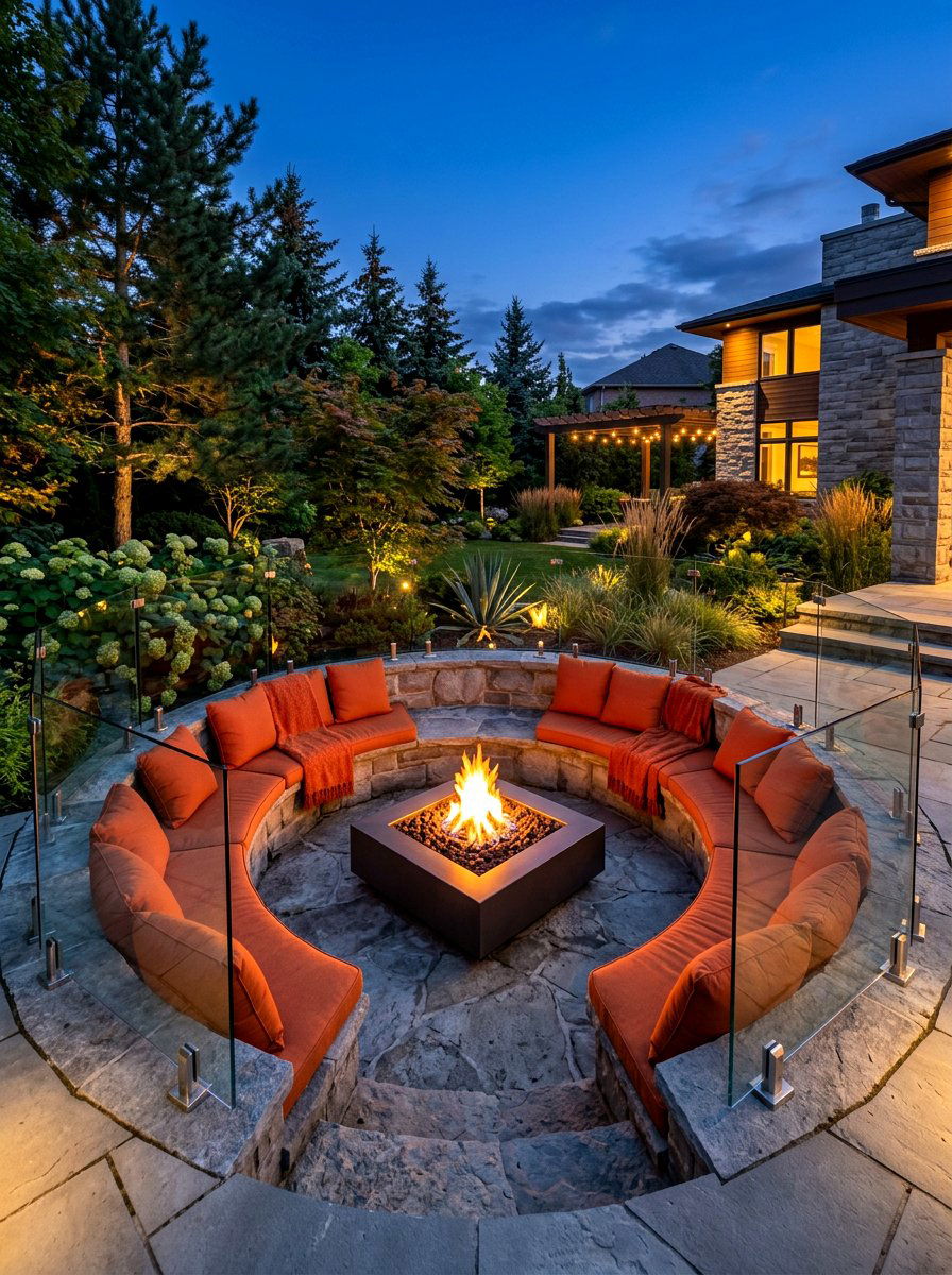 Sunken Fire Pit Lounge - 30 indoor outdoor living ideas