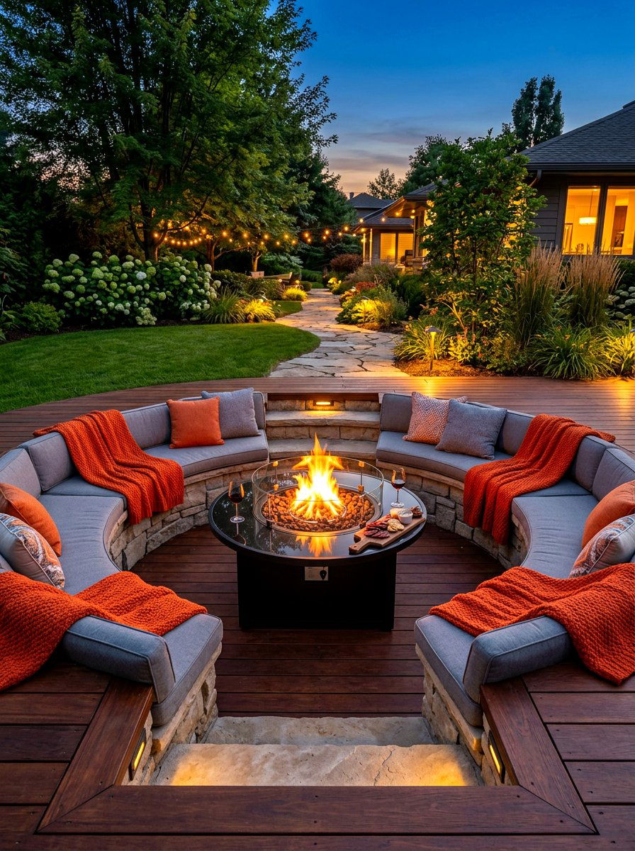 Sunken Fire Pit Lounge - 30 resort patio lounge ideas