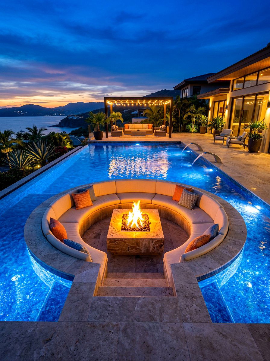 Sunken Fire Pit Pool - 30 inground pool ideas