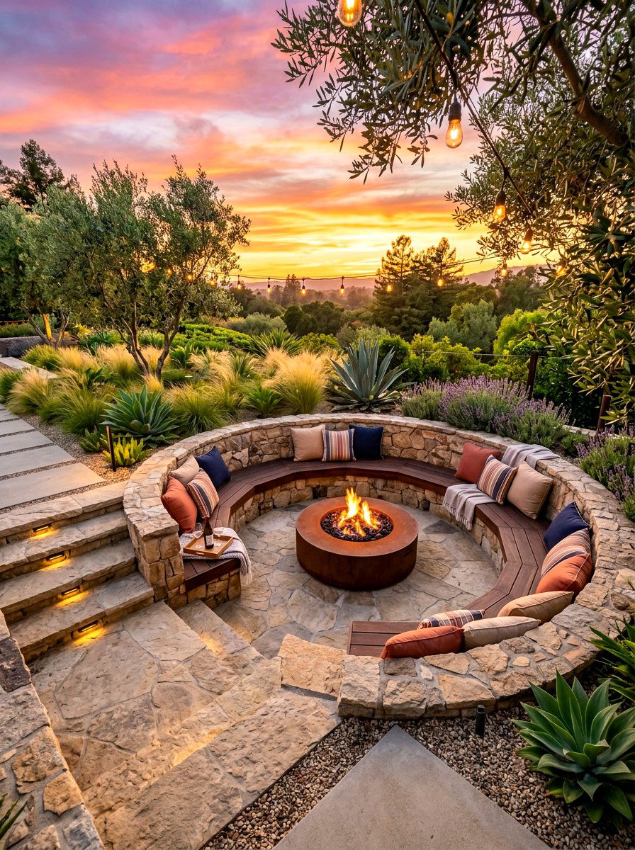 Sunken Fire Pit Seating - 30 backyard retreat fire pit ideas