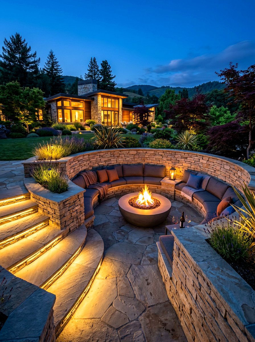 Sunken Fire Pit Seating - 30 fire pit landscaping ideas
