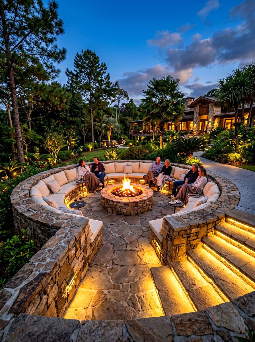 Sunken Fire Pit Seating - 30 modern fire pit ideas