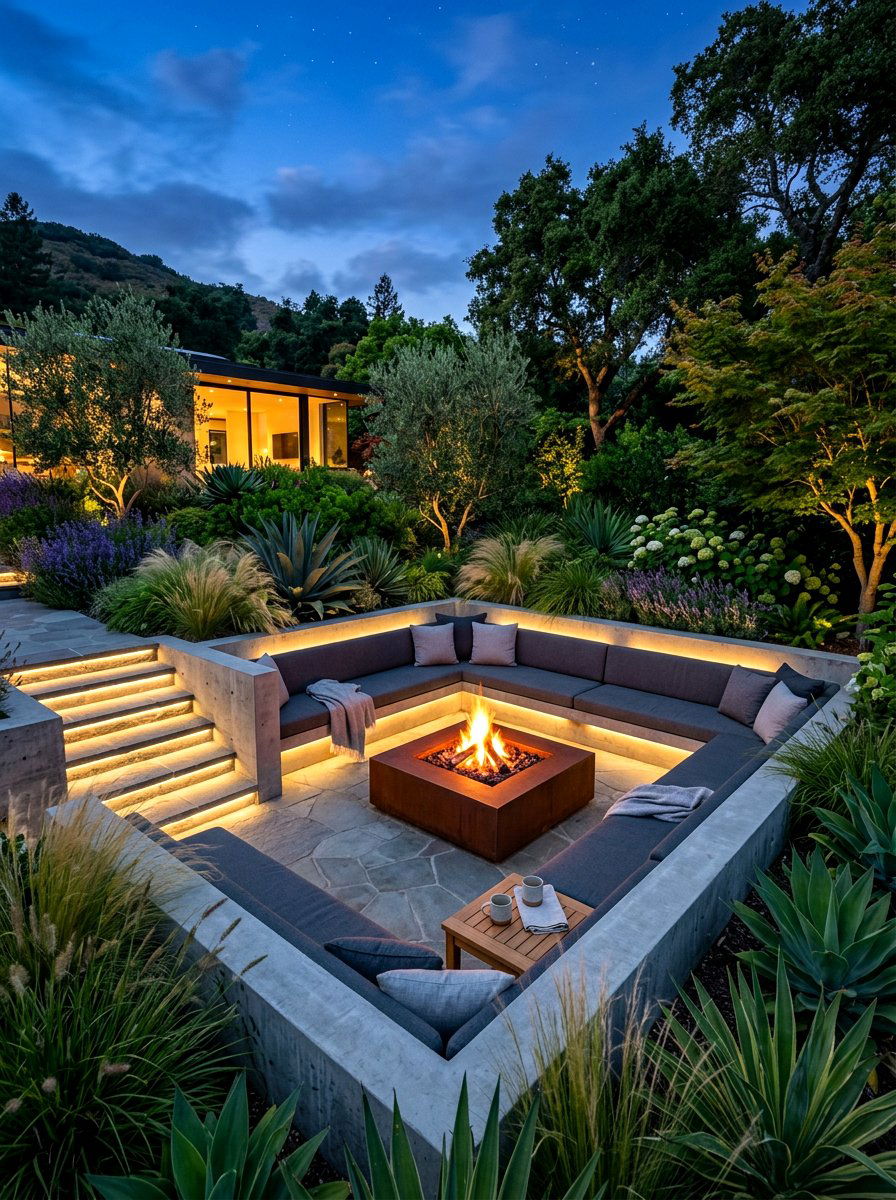 Sunken Fire Pit Seating Area - 30 fire pit seating ideas