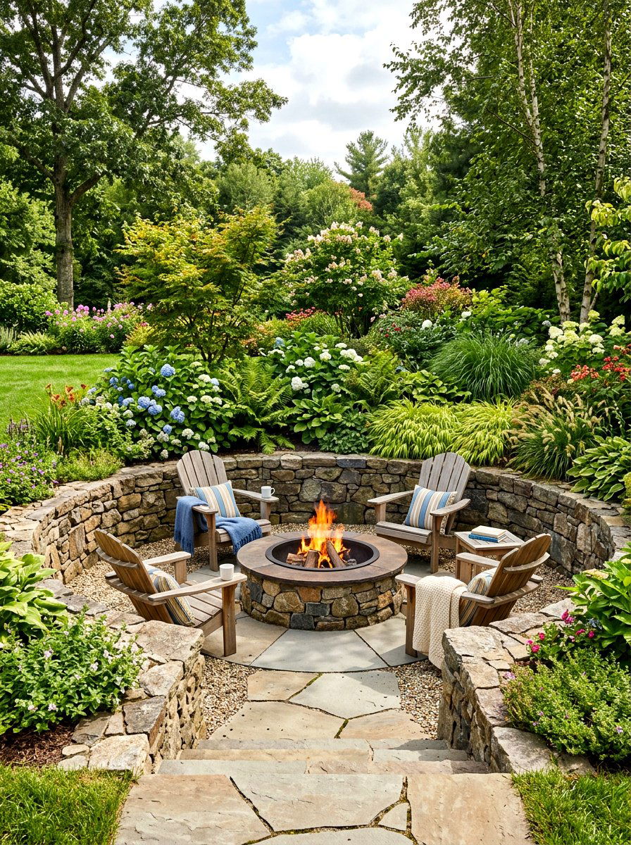 Sunken Fire Pit Seating Area - 30 adirondack fire pit circle ideas