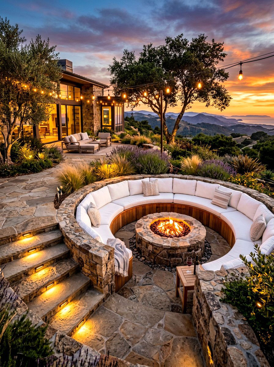 Sunken Fire Pit Sectional - 30 outdoor sectional layout ideas