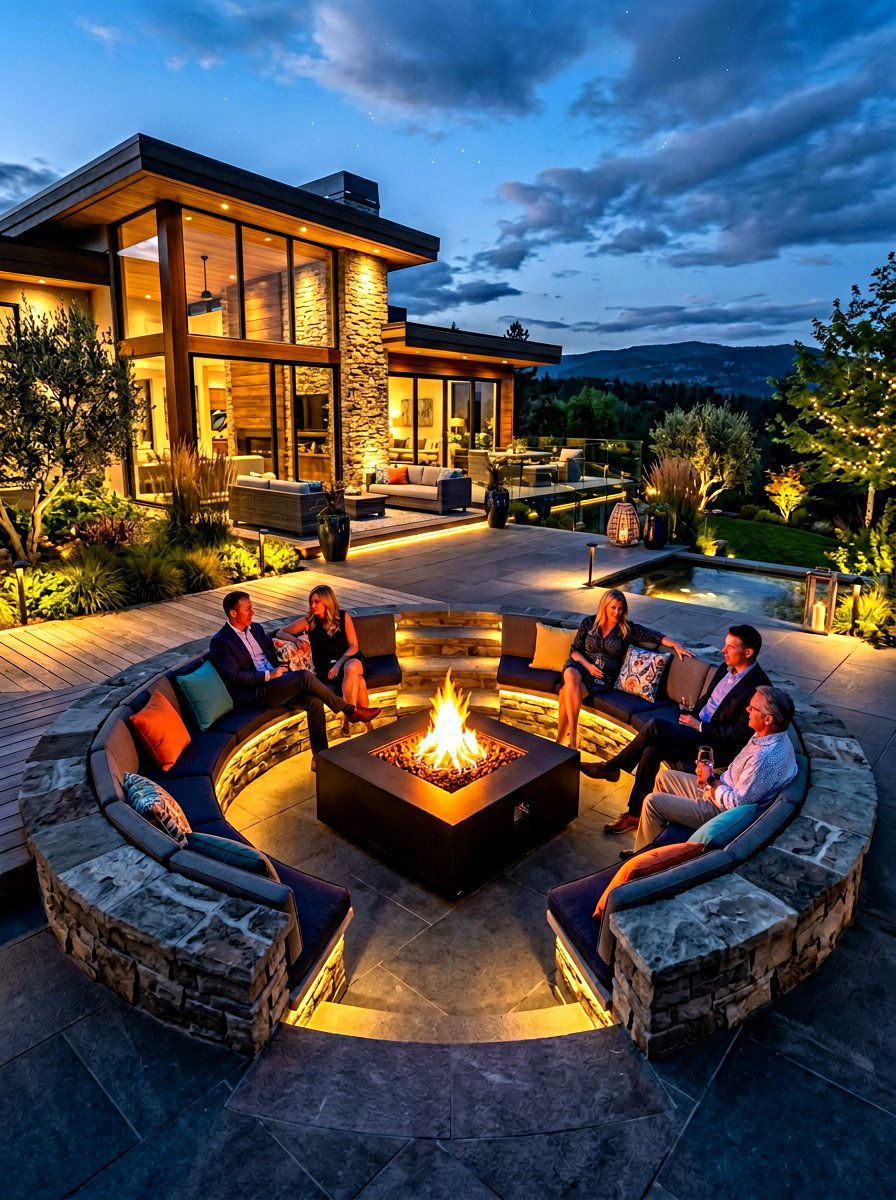 Sunken Fire Pit Table Area - 30 fire pit table ideas