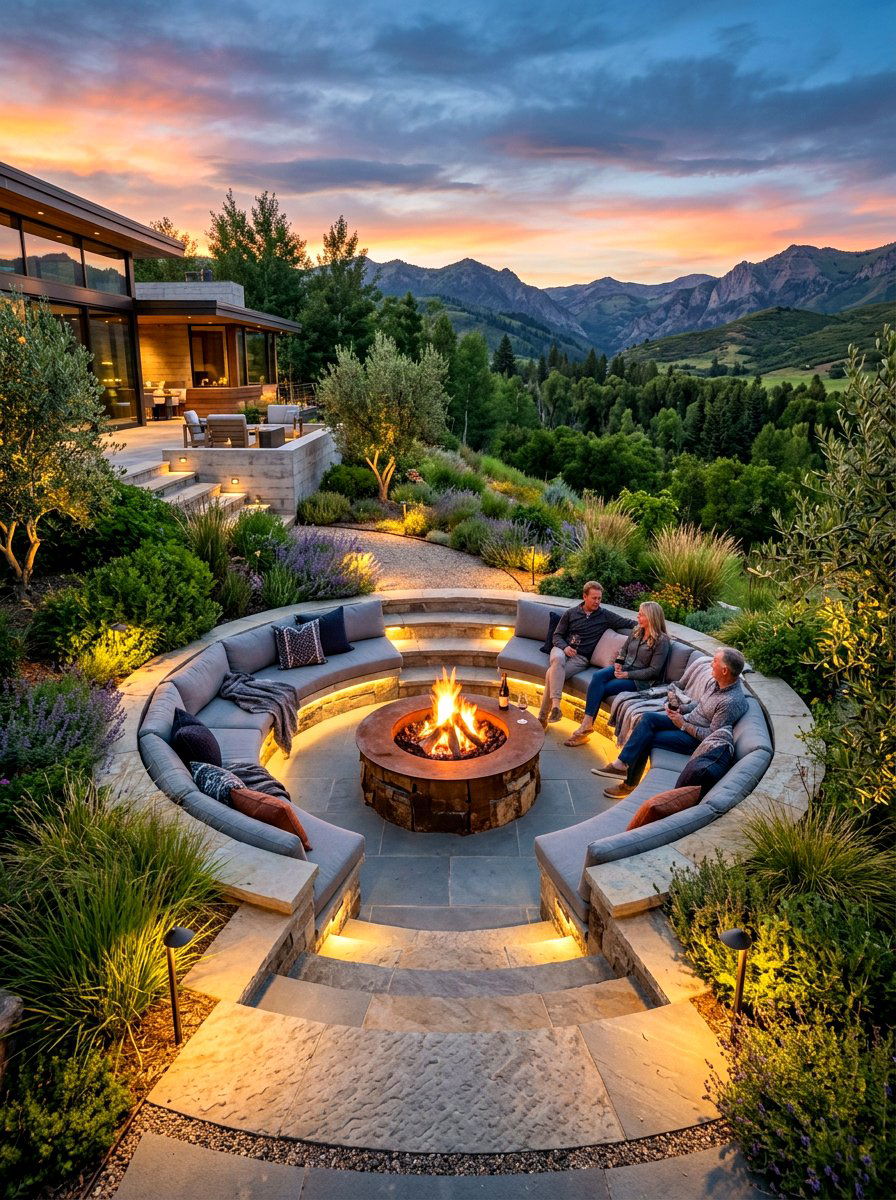 Sunken Firepit Lounge - 30 cozy backyard room ideas