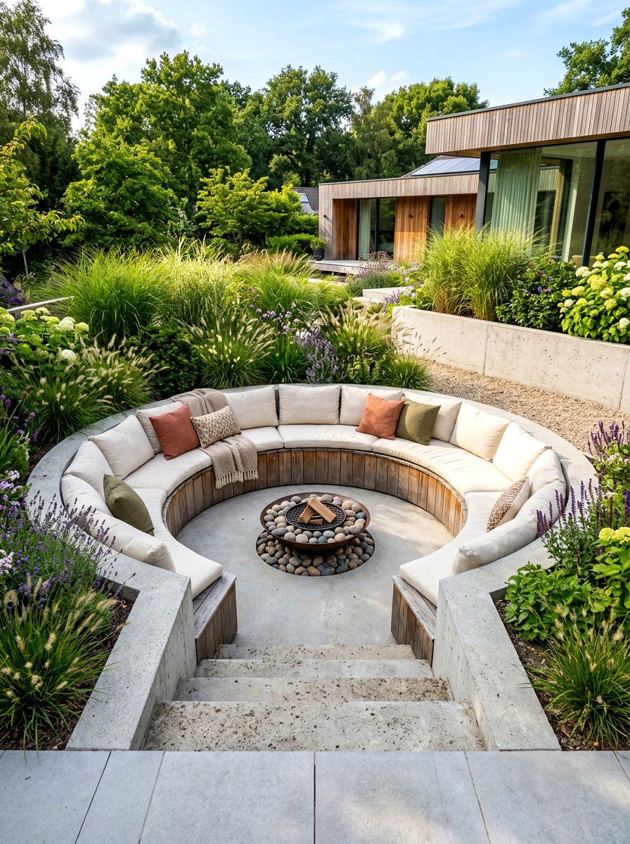 Sunken Garden Lounge - 30 backyard seating circle ideas