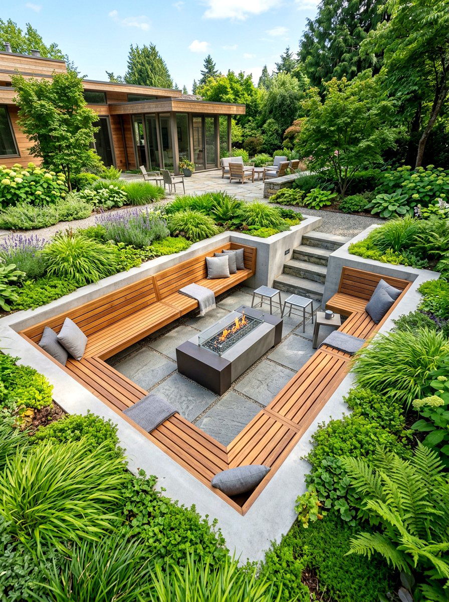 Sunken Garden Pit - 30 garden lounge ideas