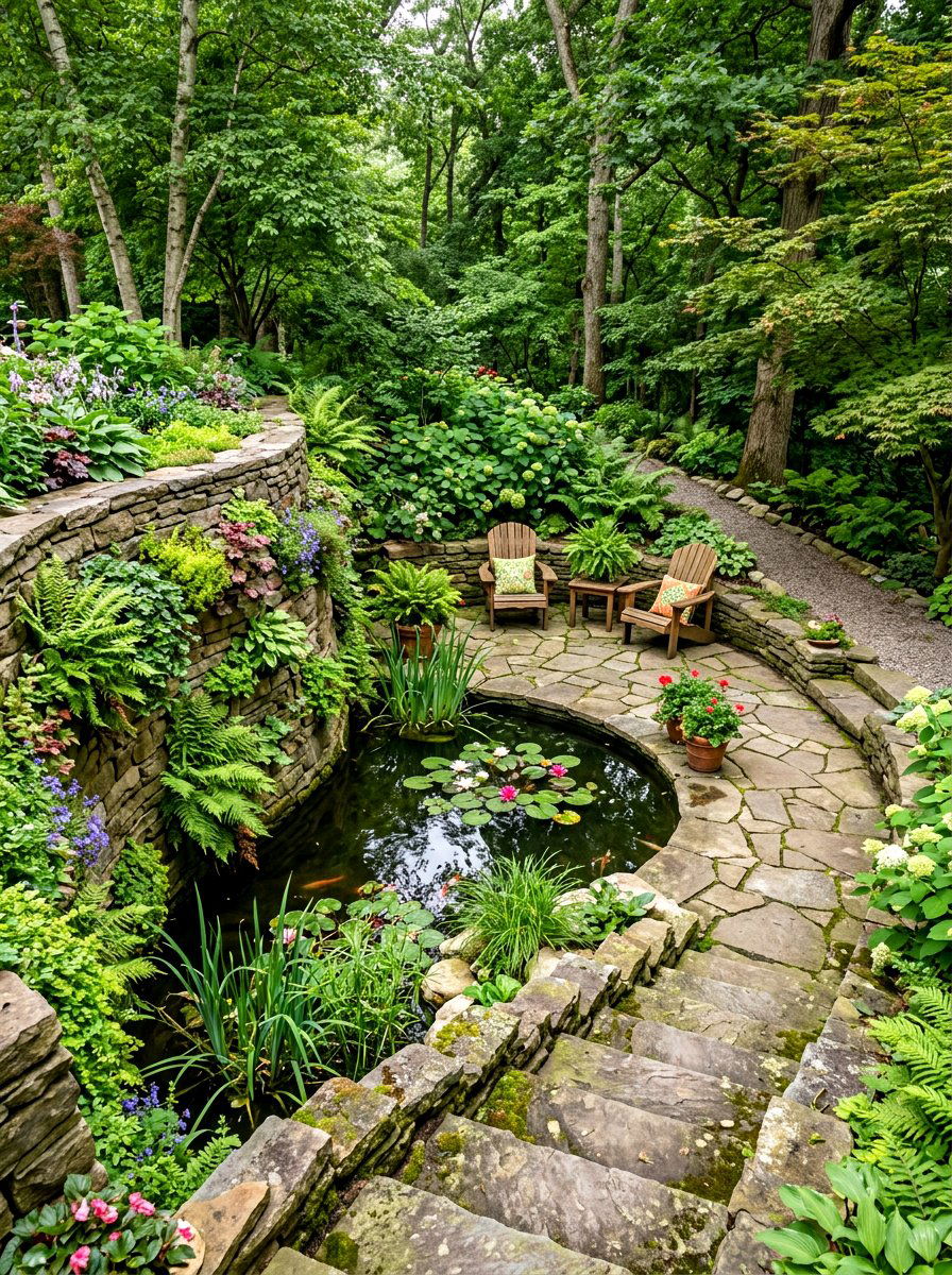 Sunken Garden Pond - 30 koi pond ideas