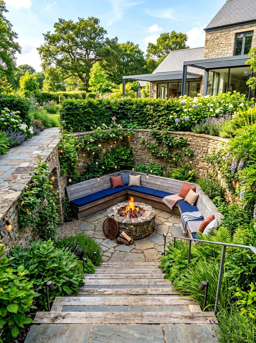 Sunken Garden Seating - 30 garden seating ideas
