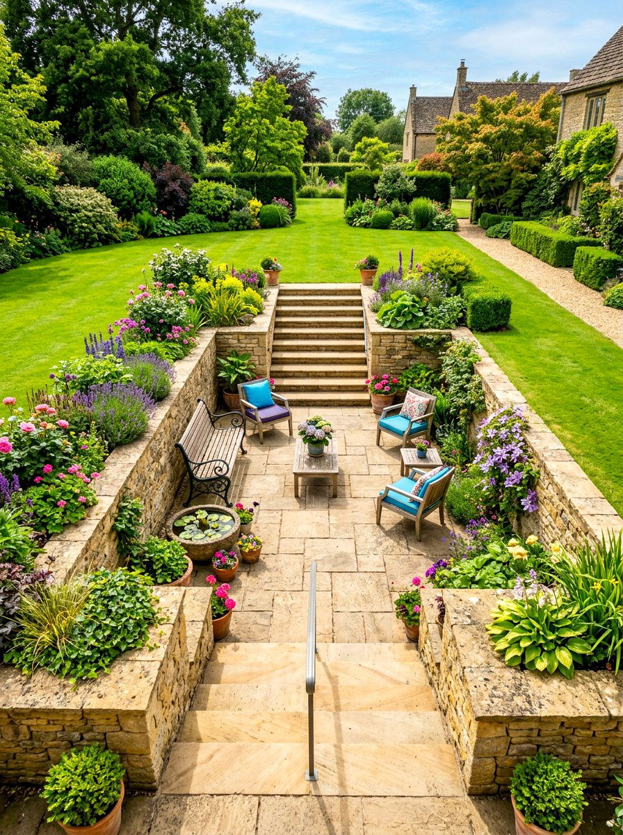 Sunken Garden Terrace - 30 formal garden ideas