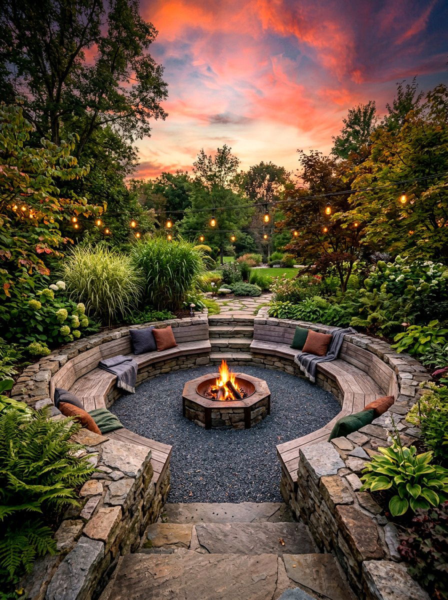 Sunken Gravel Fire Pit - 30 fire pit gravel area ideas